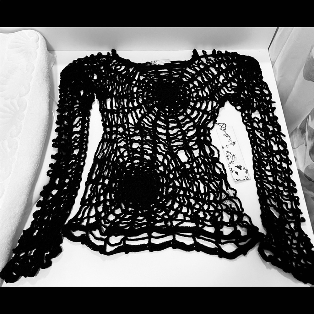 E&L by E. Loco Paris Crochet-Like Sheer Spider Web Pattern Exotic RARE FIND!